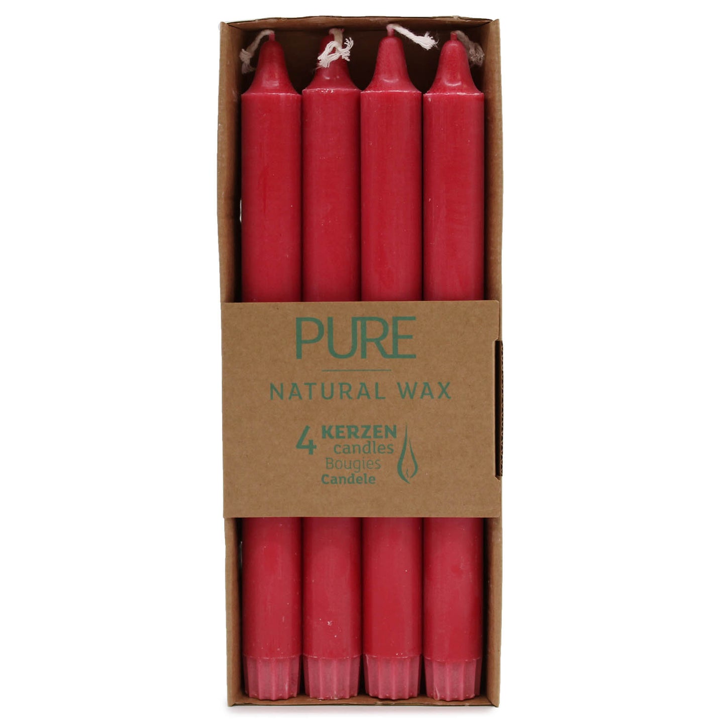 Bougie Dîner Pure Cire Naturelle 25x2.3 - Rouge