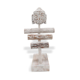 Présentoir à Bijoux en Bois Trois Branches et Bouddha - Bois Blanchi