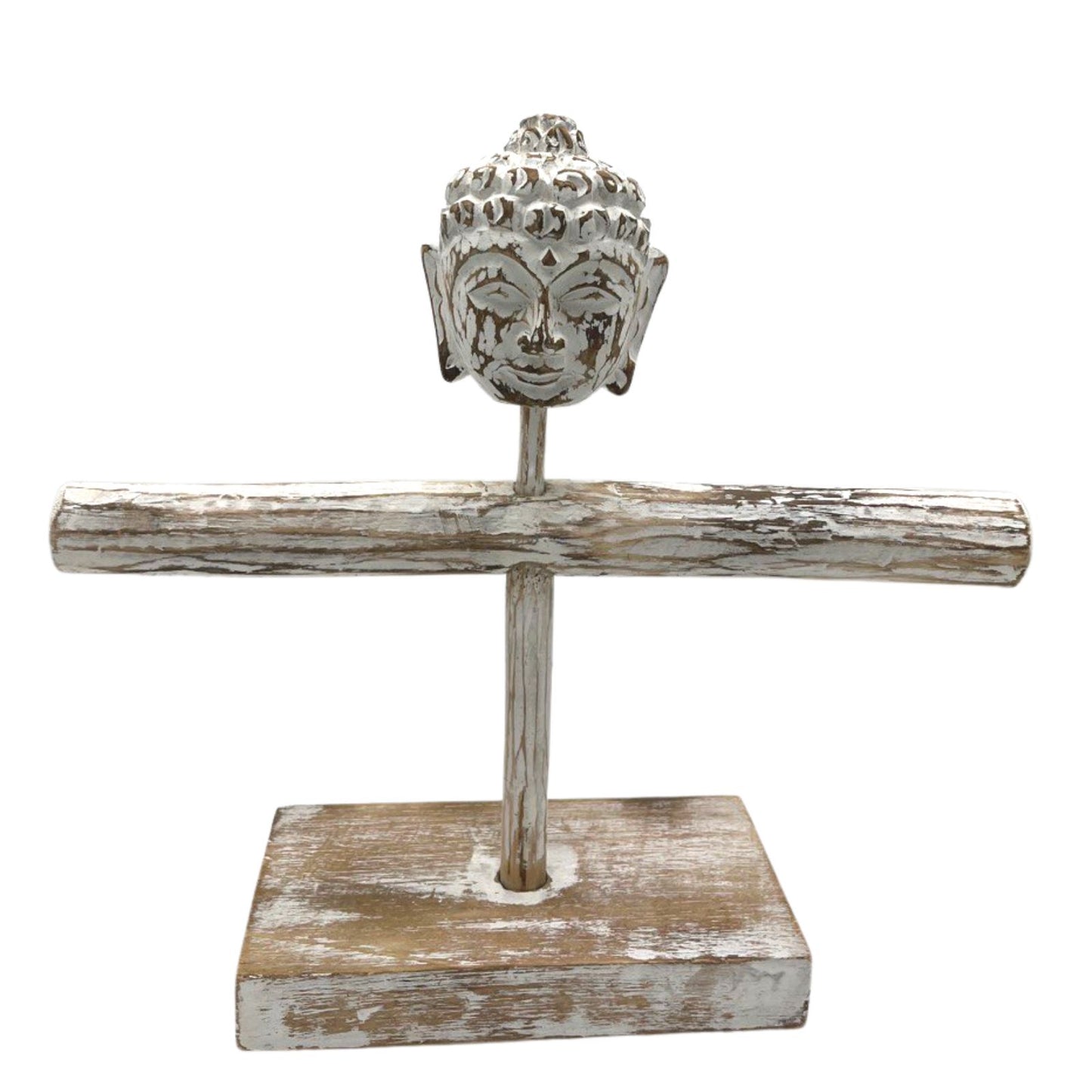Présentoir à Bijoux en Bois une Branche et Bouddha - Bois Blanchi