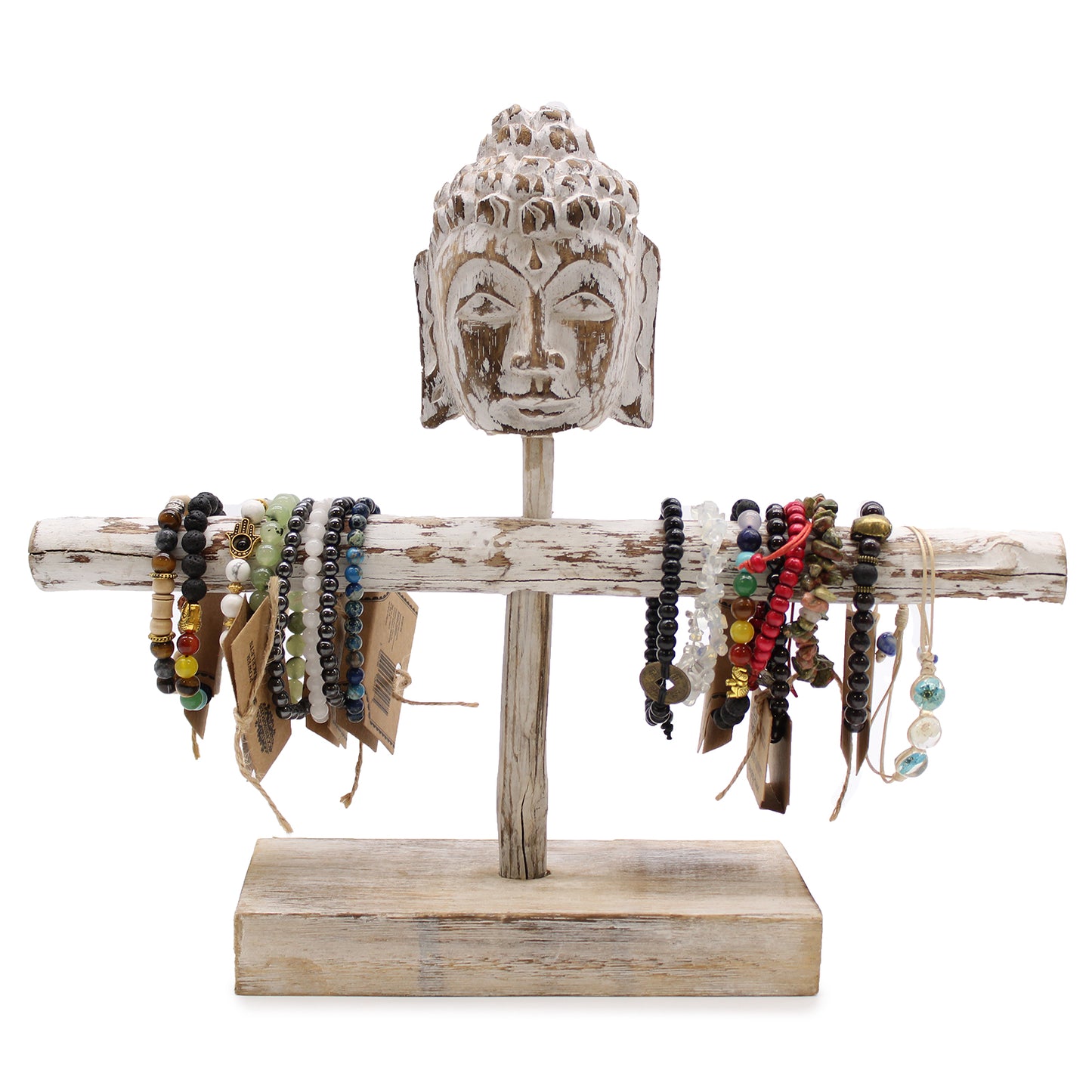 Présentoir à Bijoux en Bois une Branche et Bouddha - Bois Blanchi
