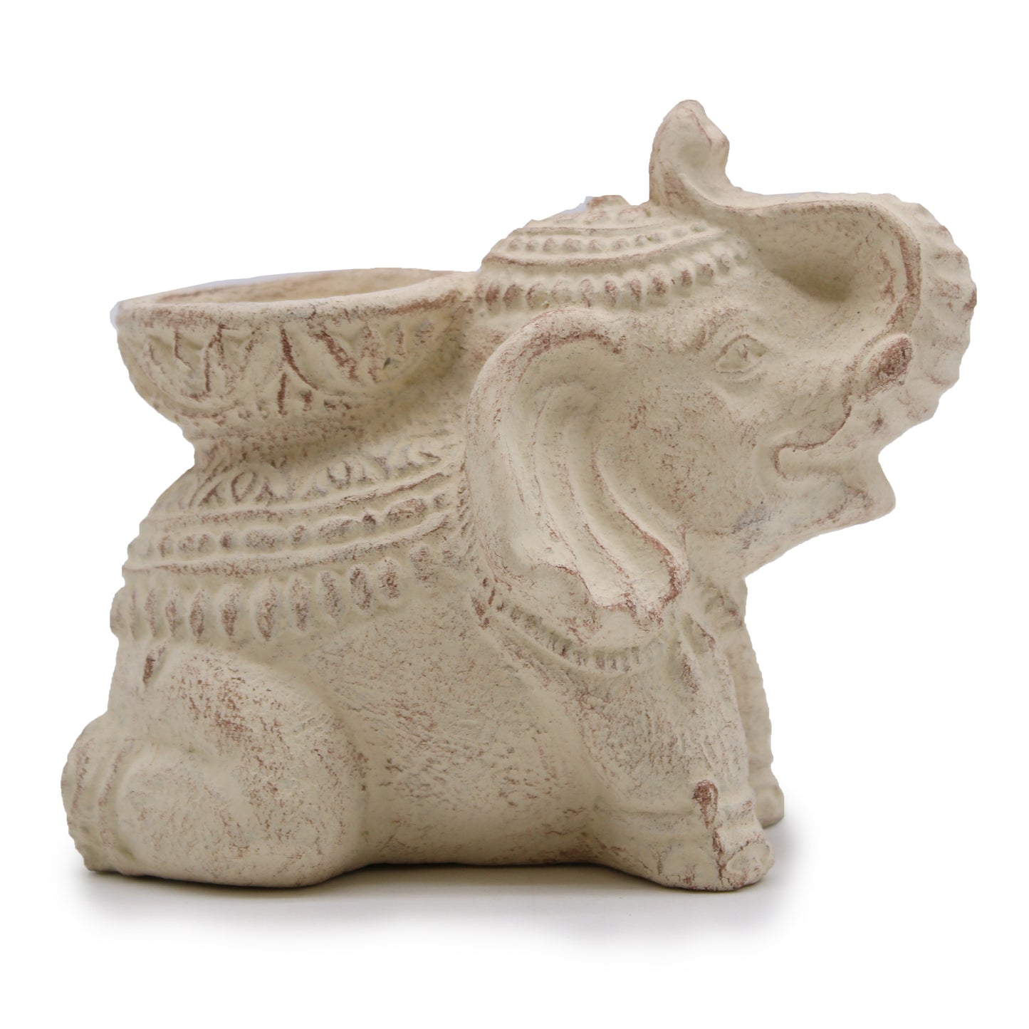 Brûleur d'Encens & Bougeoir Éléphant (crème)