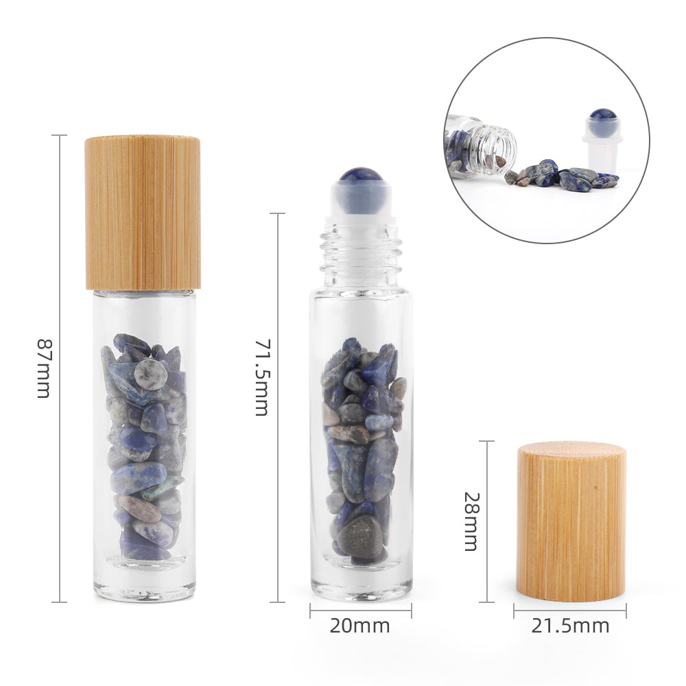 Flacon Roll-on Huile Essentielle & Pierres Précieuses - Sodalite - Bouchon en bois