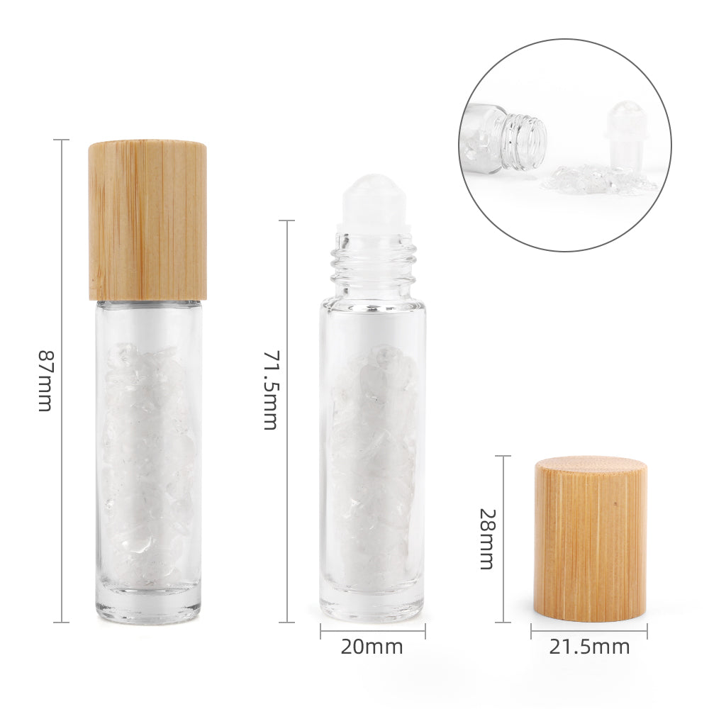 Flacon Roll-on Huile Essentielle & Pierres Précieuses - Quartz de Roche - Bouchon en bois