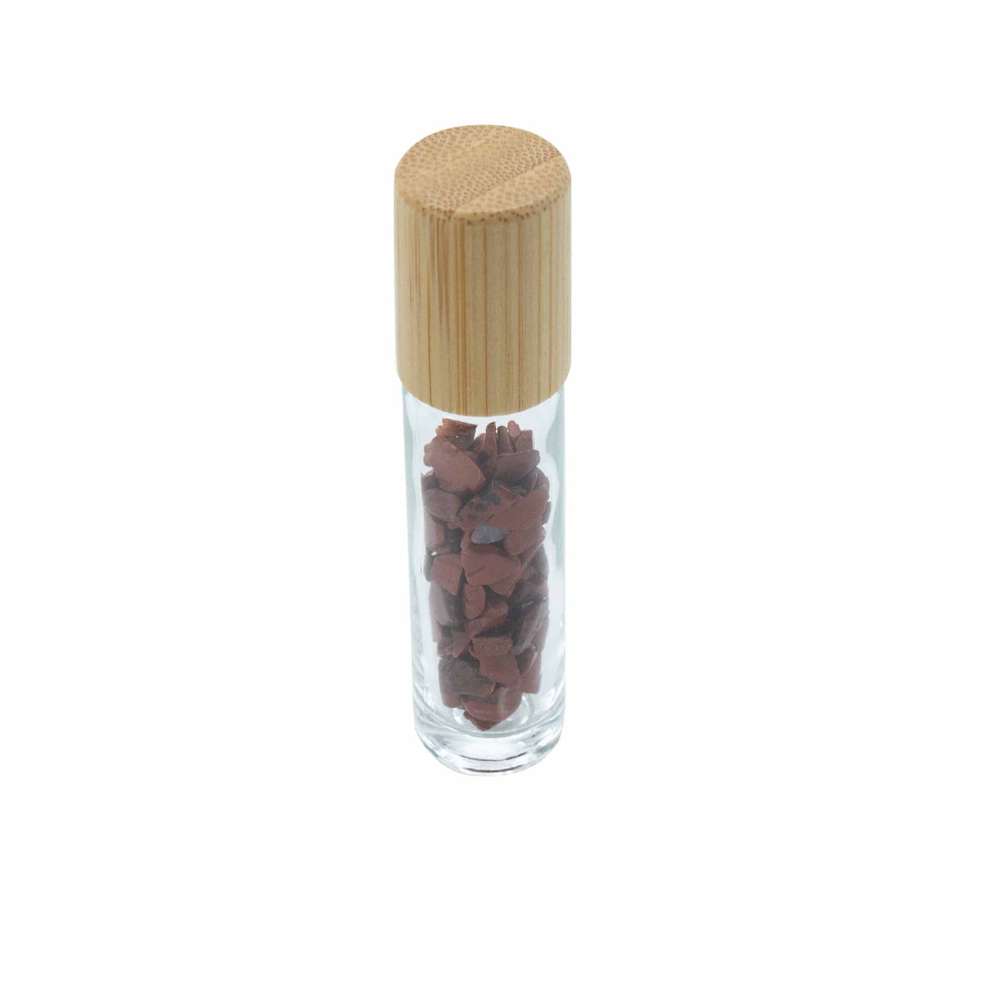 Flacon Roll-on Huile Essentielle & Pierres Précieuses - Jaspe rouge - Bouchon en bois