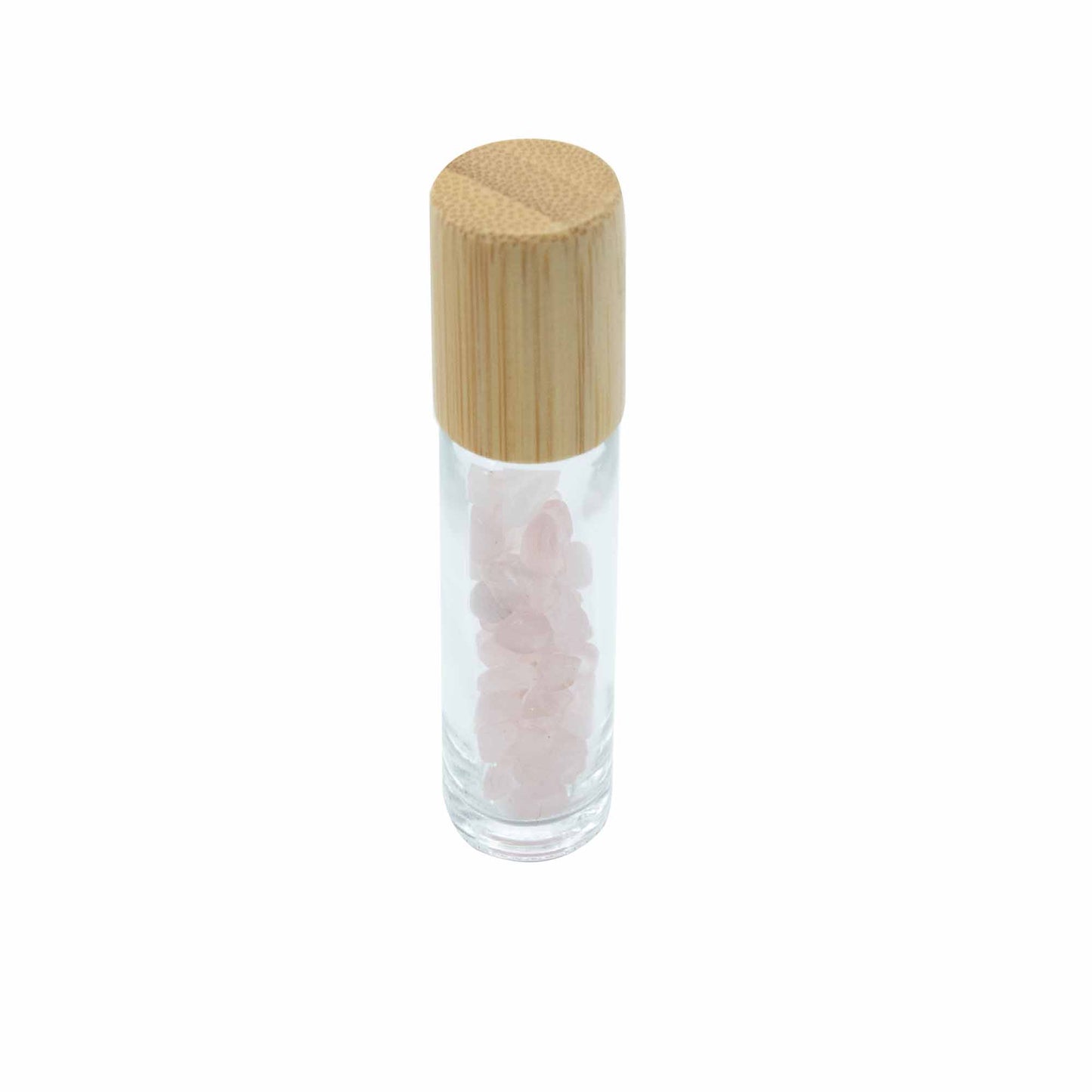 Flacon Roll-on Huile Essentielle & Pierres Précieuses - Quartz rose - Bouchon en bois