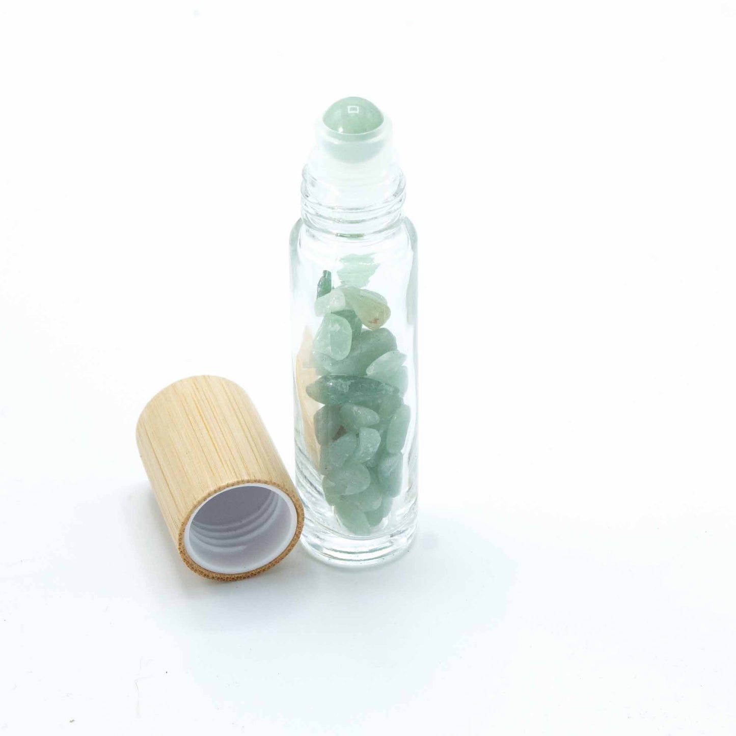 Flacon Roll-on Huile Essentielle & Pierres Précieuses - Aventurine - Bouchon en bois