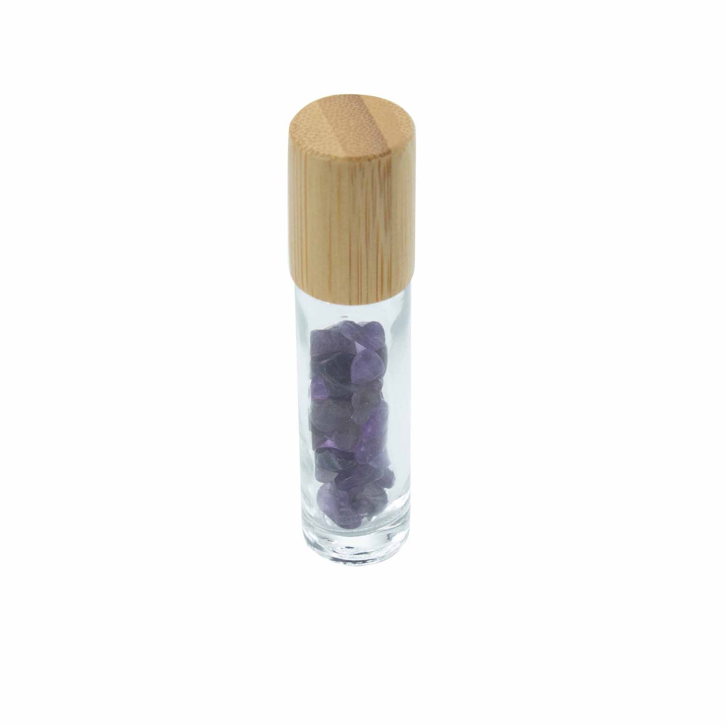 Flacon Roll-on Huile Essentielle & Pierres Précieuses - Améthyste - Bouchon en bois