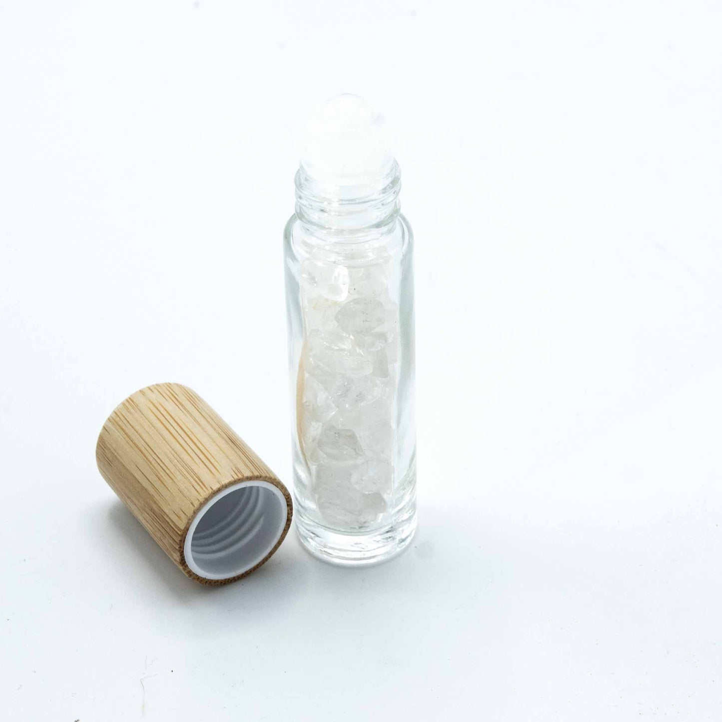 Flacon Roll-on Huile Essentielle & Pierres Précieuses - Quartz de Roche - Bouchon en bois
