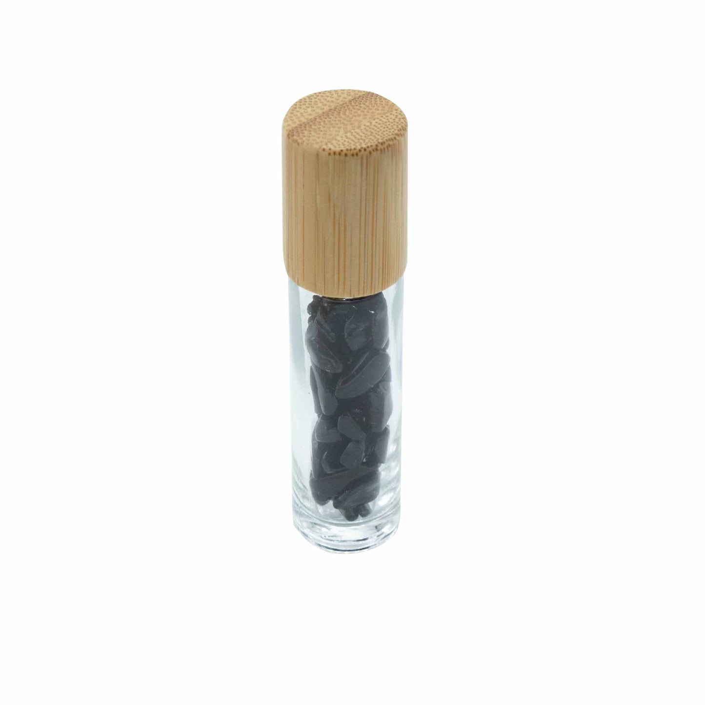 Flacon Roll-on Huile Essentielle & Pierres Précieuses - Tourmaline Noire - Bouchon en bois