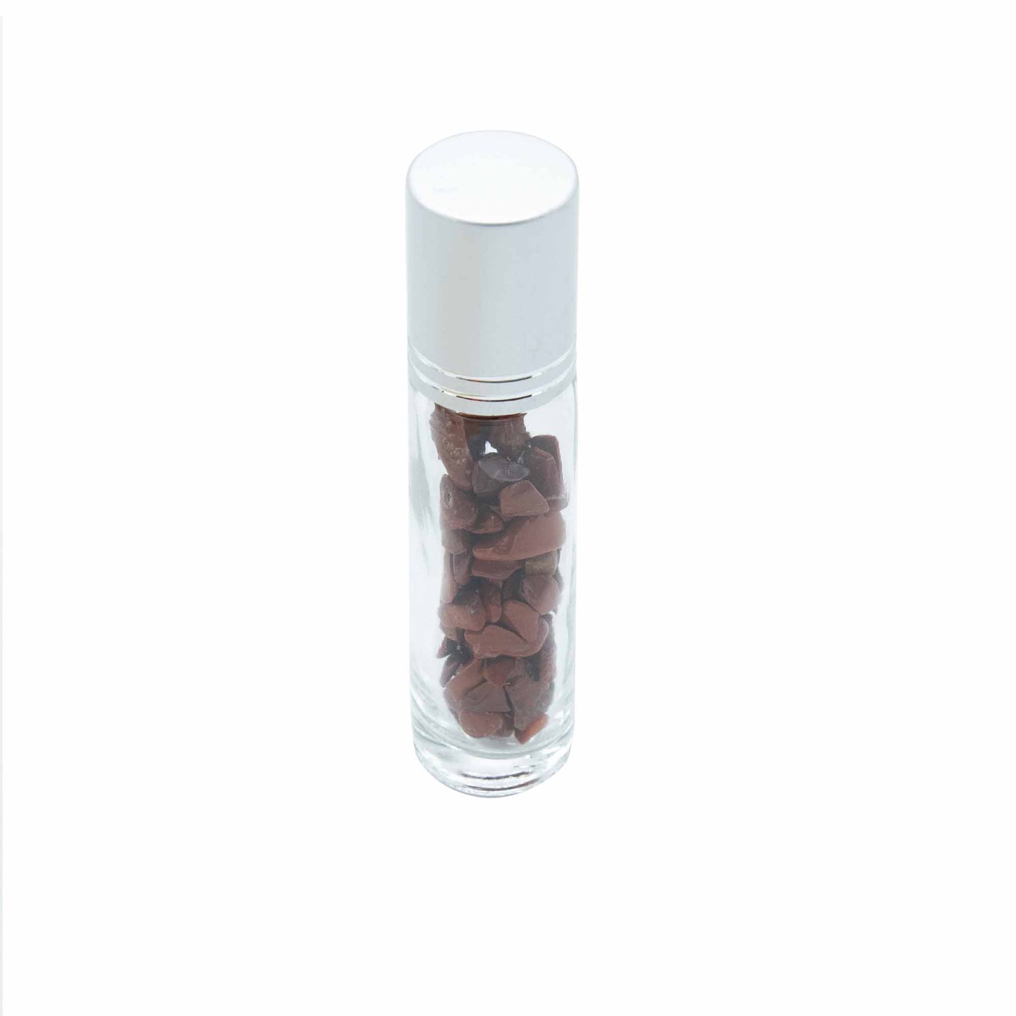 Flacon Roll-on Huile Essentielle & Pierres Précieuses - Jaspe Rouge - Bouchon Argenté