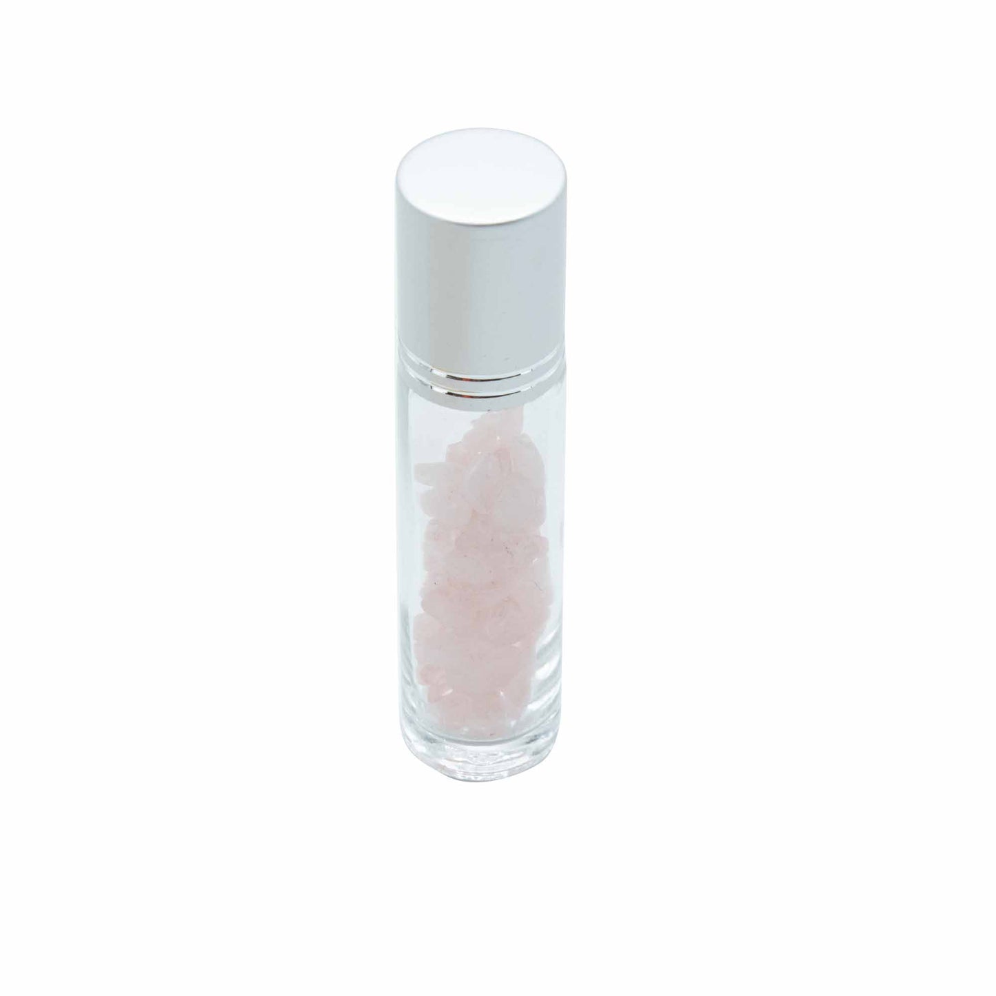 Flacon Roll-on Huile Essentielle & Pierres Précieuses - Quartz Rose - Bouchon Argenté