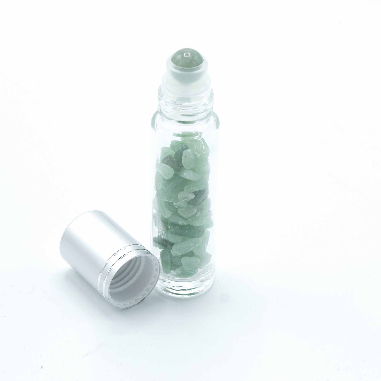 Flacon Roll-on Huile Essentielle & Pierres Précieuses - Aventurine - Bouchon Argenté