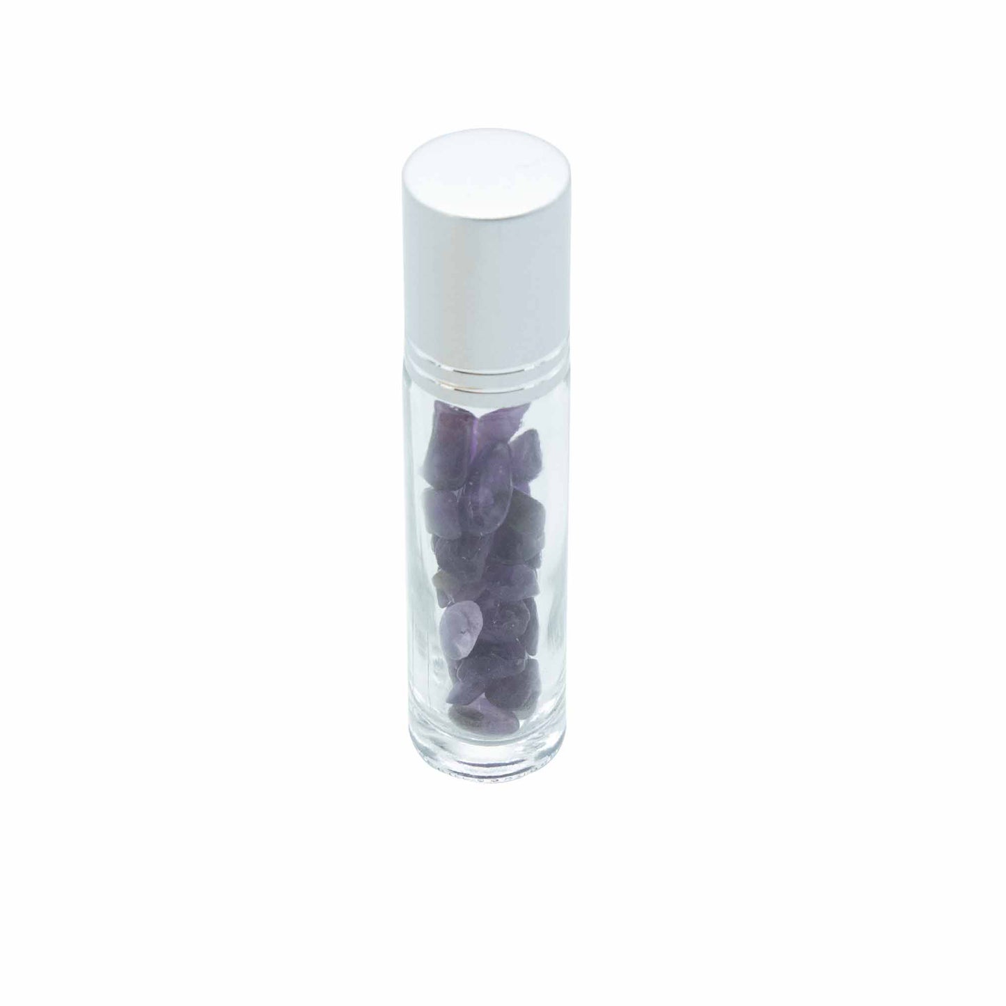 Flacon Roll-on Huile Essentielle & Pierres Précieuses - Améthyste - Bouchon Argenté