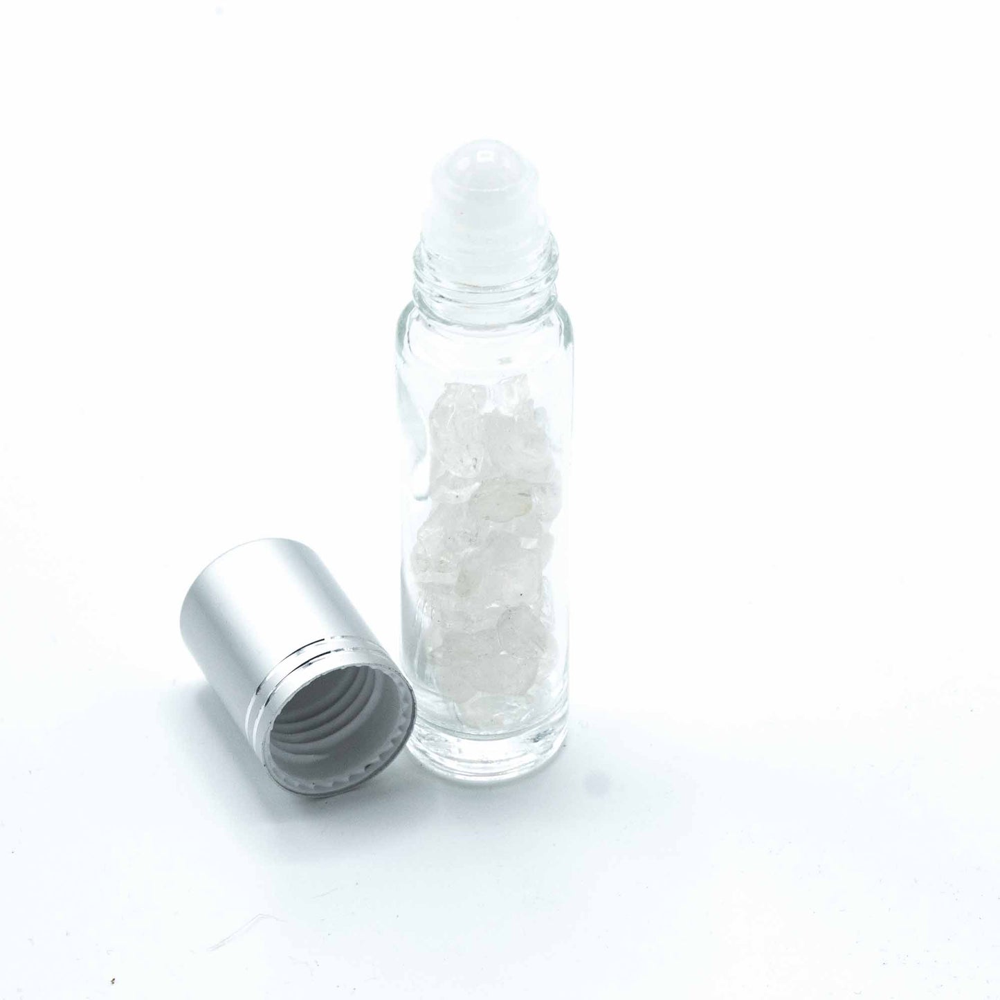Flacon Roll-on Huile Essentielle & Pierres Précieuses - Quartz de Roche - Bouchon Argenté