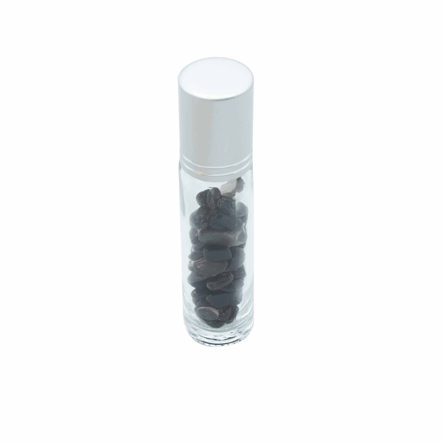 Flacon Roll-on Huile Essentielle & Pierres Précieuses - Tourmaline Noire - Bouchon Argenté