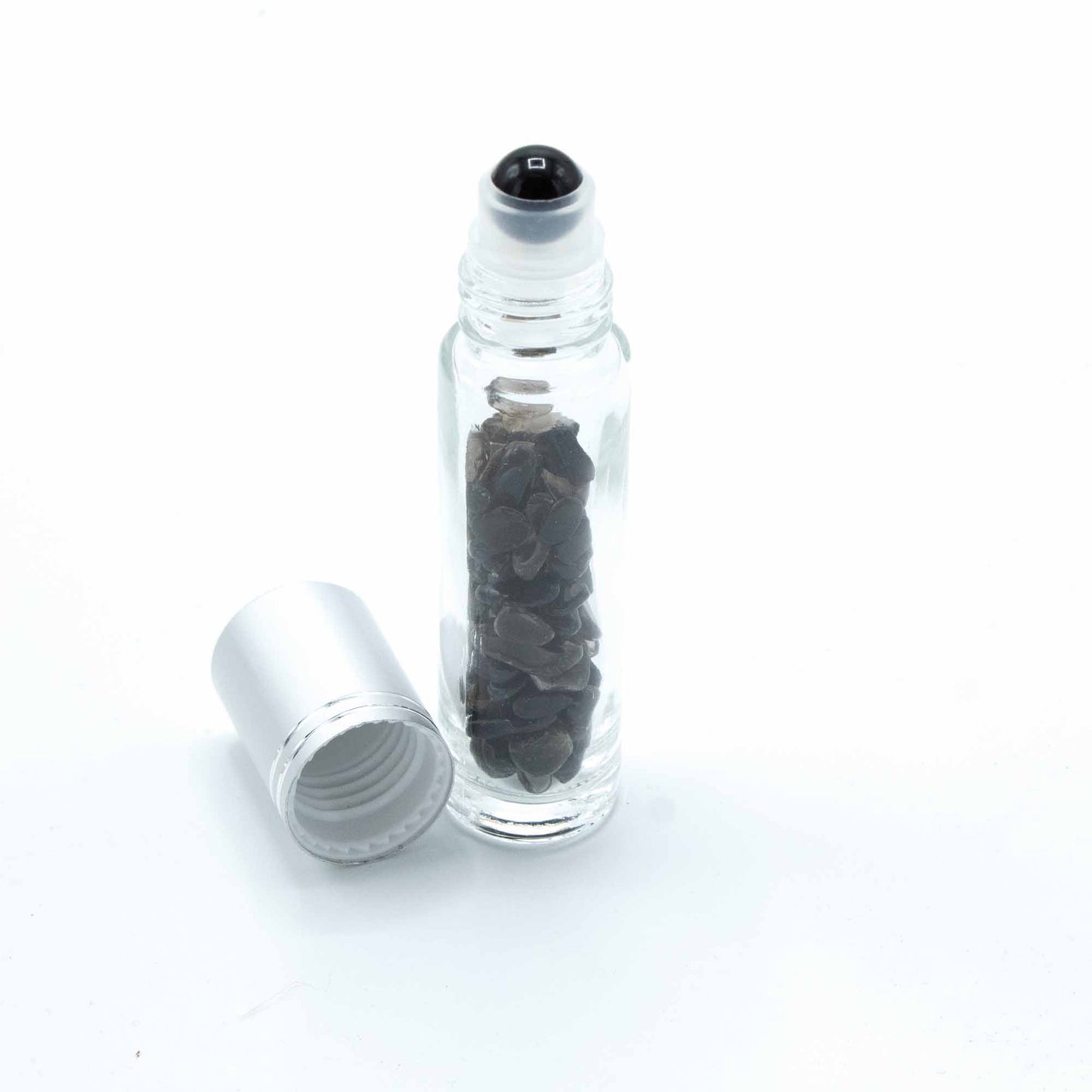 Flacon Roll-on Huile Essentielle & Pierres Précieuses - Tourmaline Noire - Bouchon Argenté
