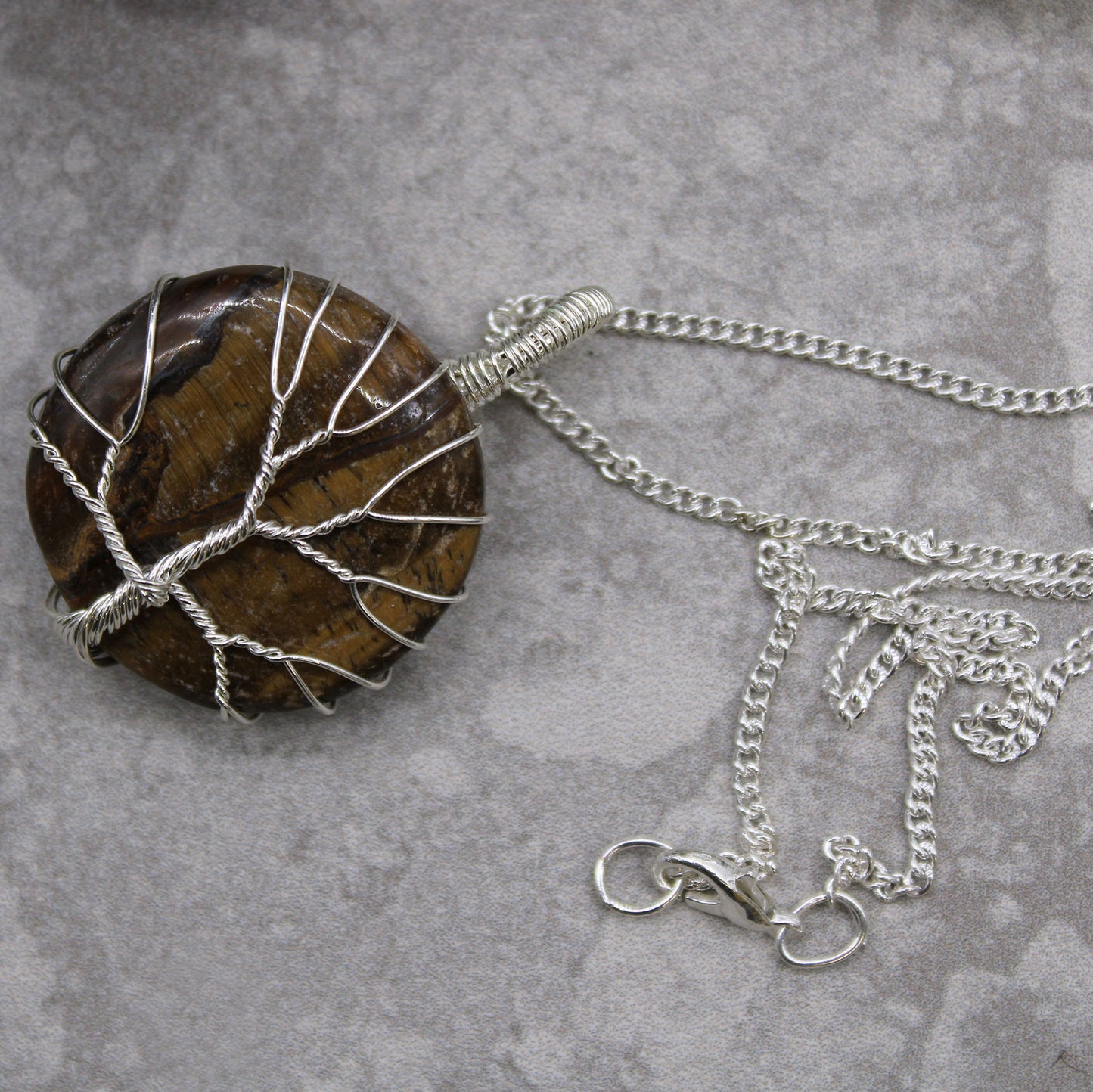 Collier de Pierres Précieuses Arbre de Vie - Oeil de Tigre