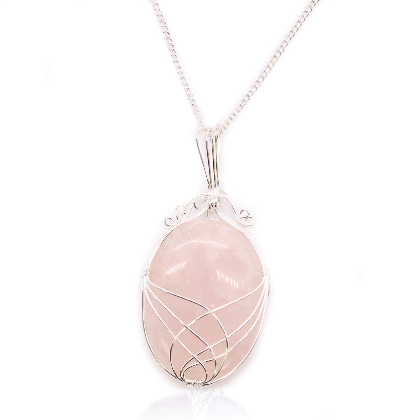Collier de Pierres Précieuses Enveloppé en Tourbillon - Quartz rose