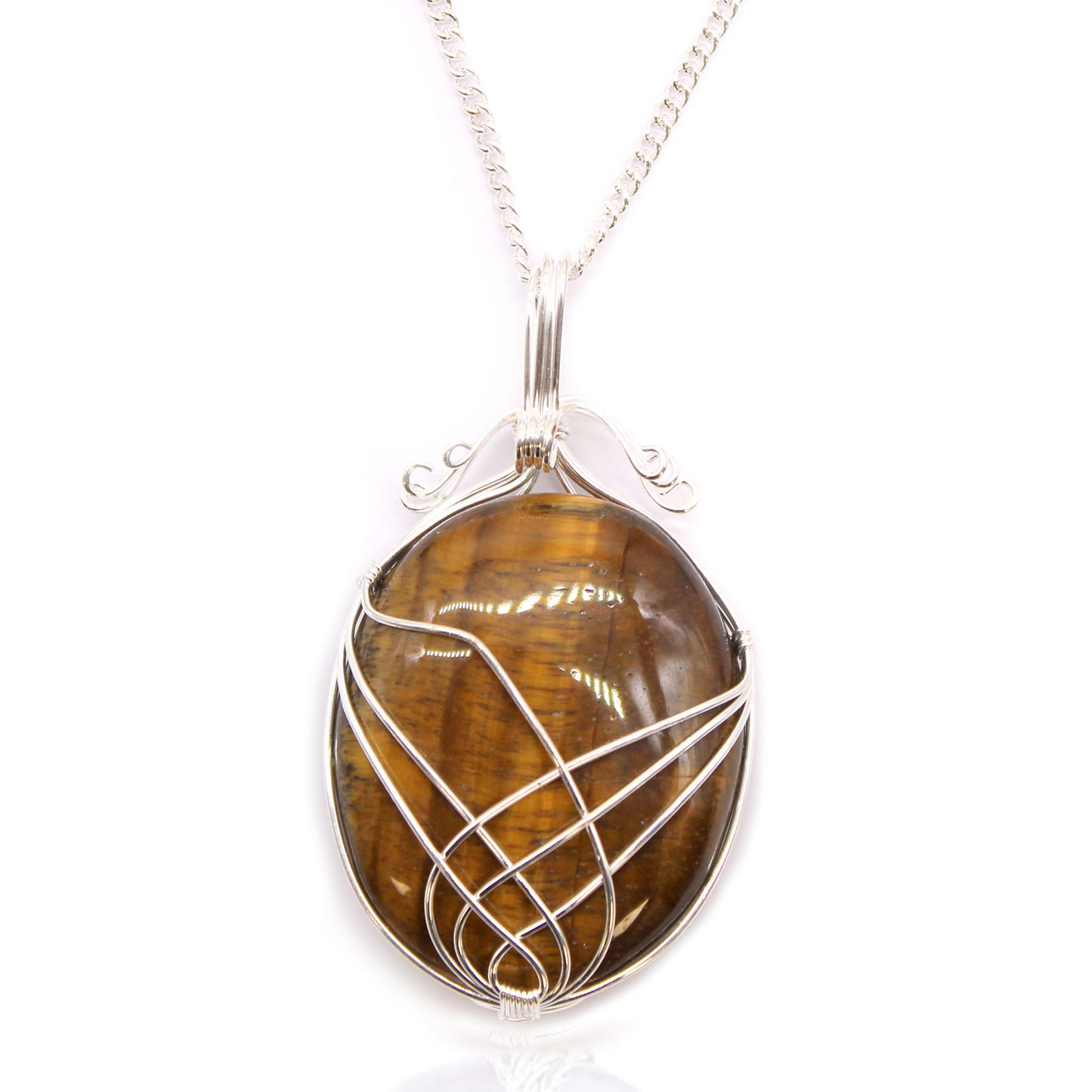 Collier de Pierres Précieuses Enveloppé en Tourbillon - Oeil de Tigre