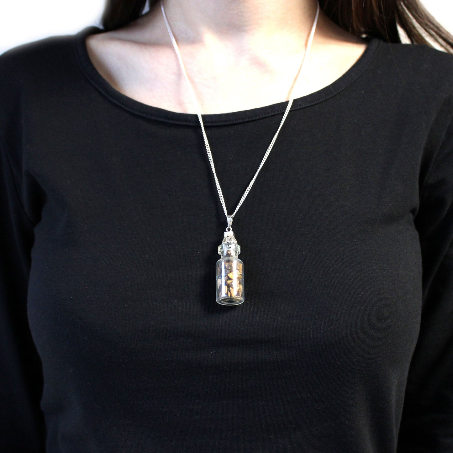 Collier de Pierres Précieuses en Bouteille - Œil de Tigre