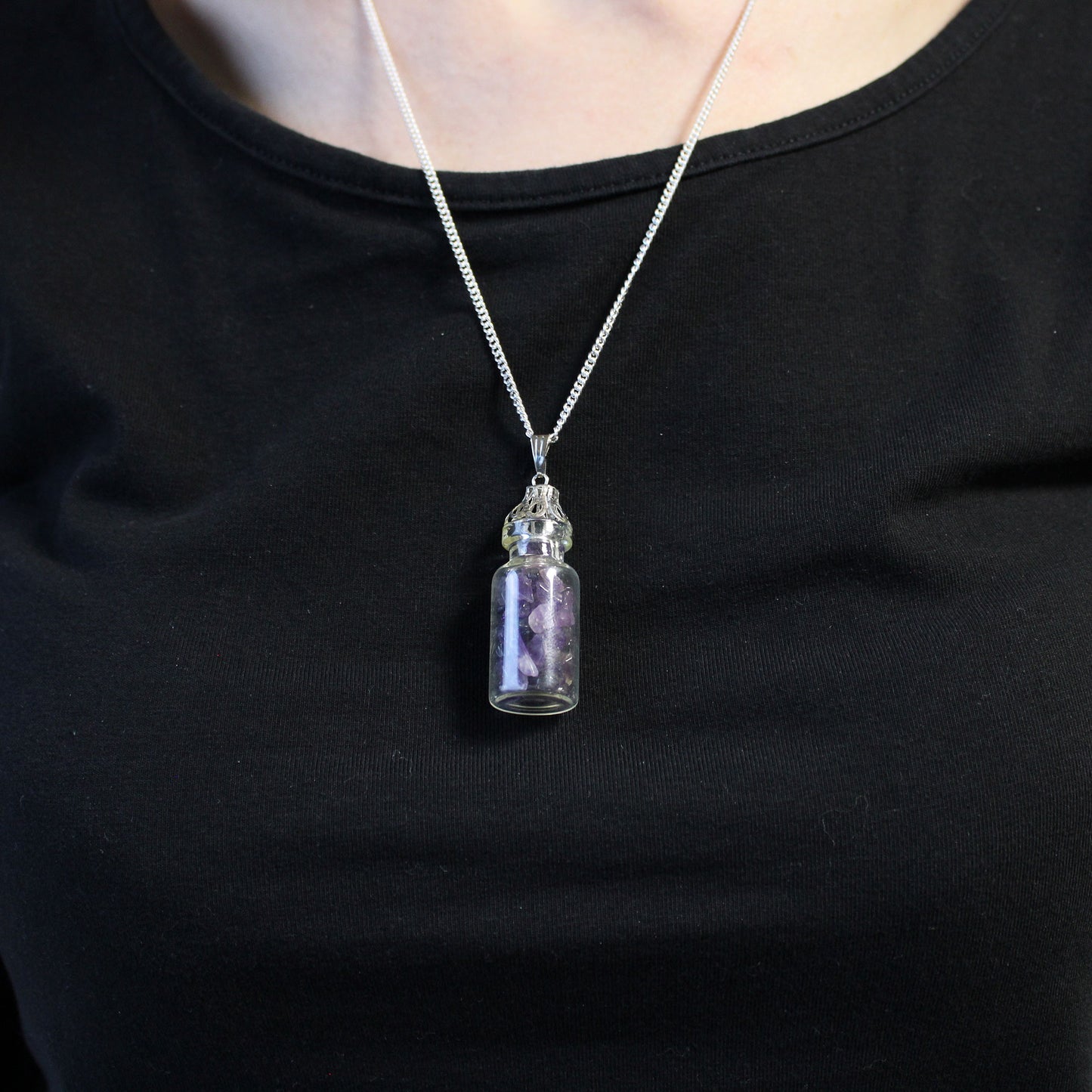 Collier de Pierres Précieuses en Bouteille - Améthyste