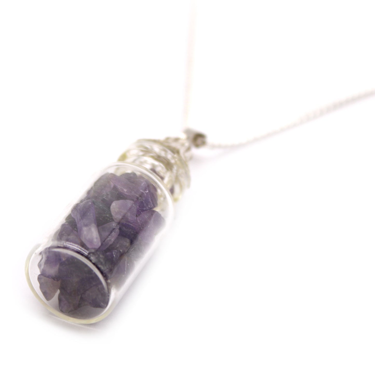 Collier de Pierres Précieuses en Bouteille - Améthyste