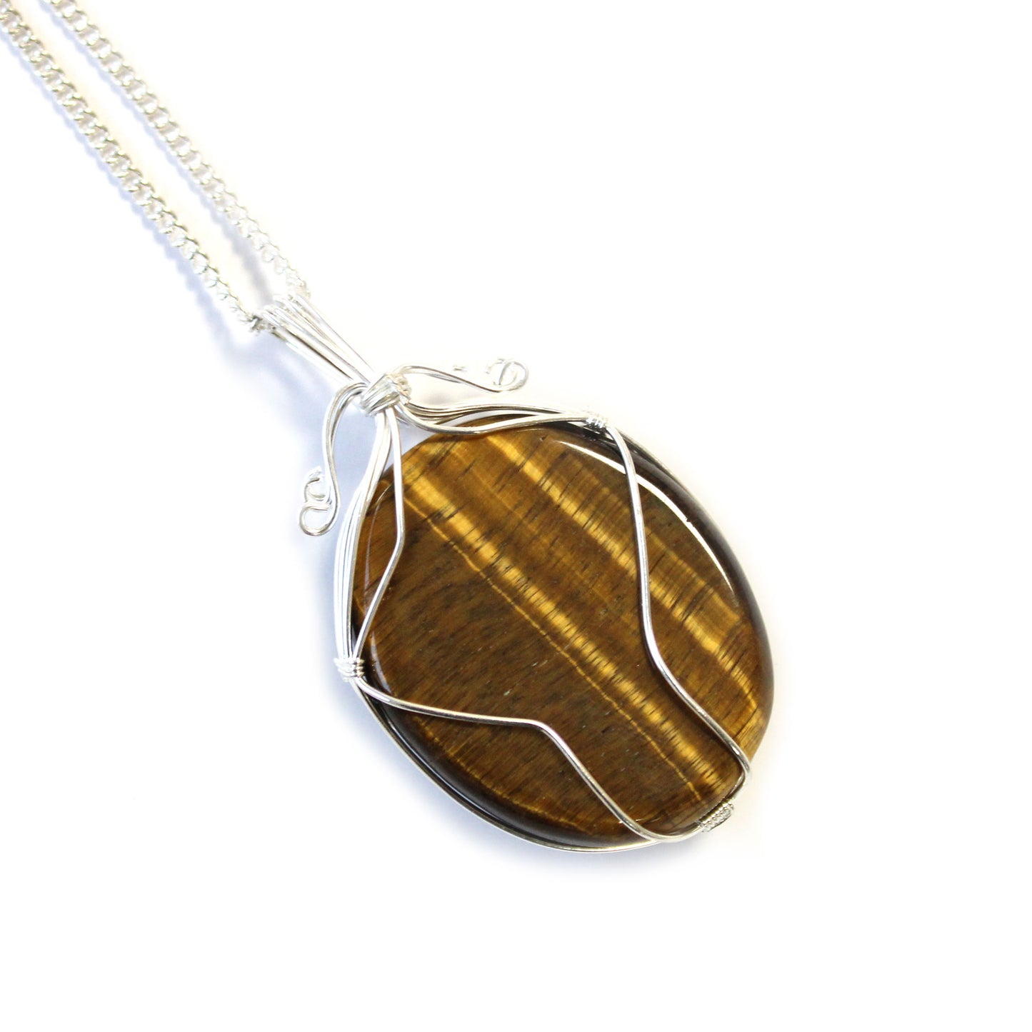 Collier de Pierres Précieuses Enveloppé en Tourbillon - Oeil de Tigre
