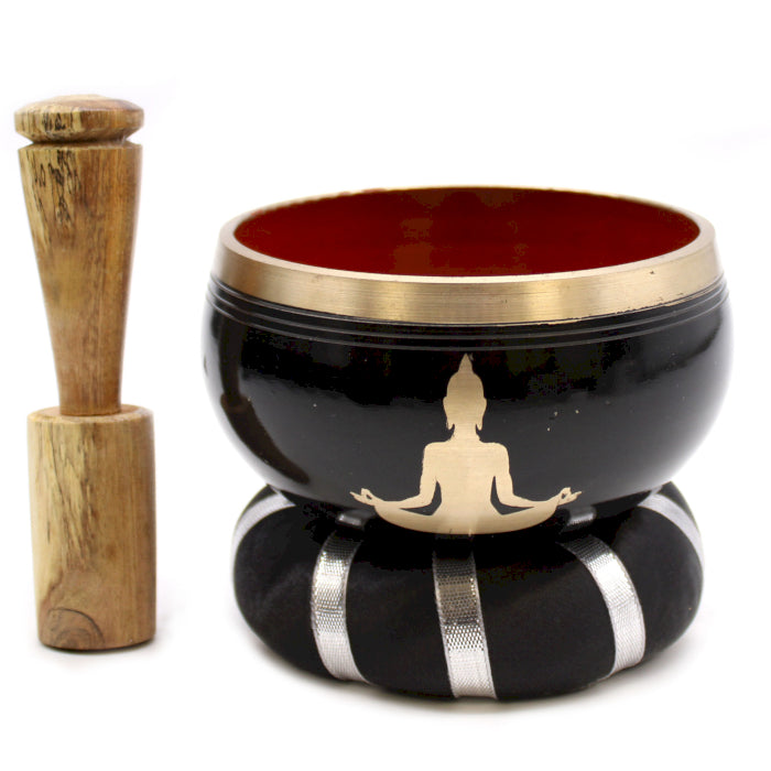 Ensemble Bols Chantants Bouddha - Noir/Orange 10.7cm