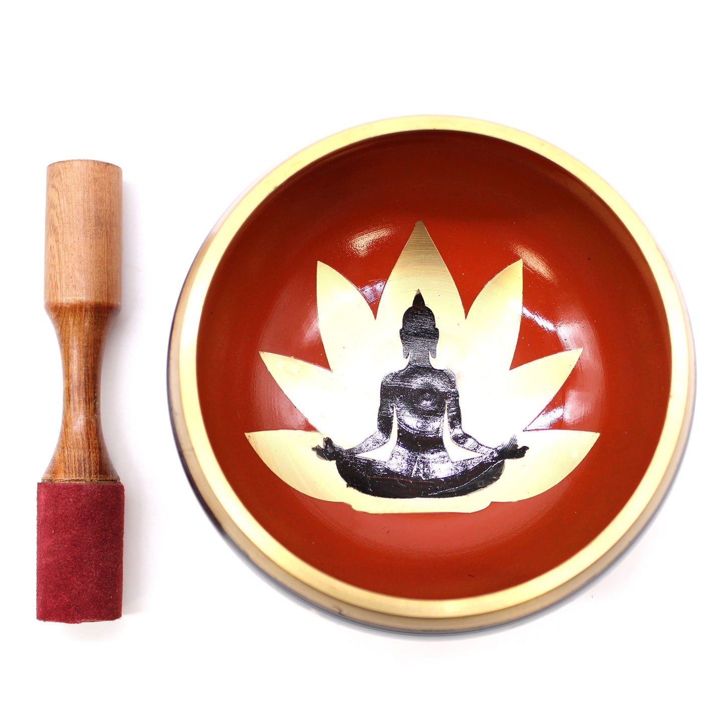 Ensemble Bols Chantants Bouddha - Grand - Noir/Orange 14cm
