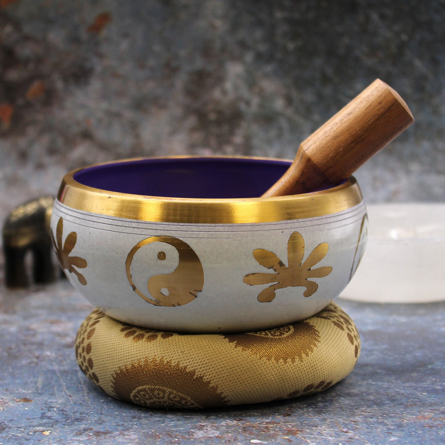 Ensemble Bols Chantants Yin & Yang - Grand - Blanc/Violet 14cm