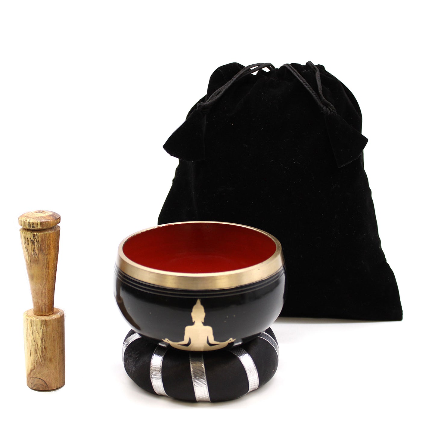 Ensemble Bols Chantants Bouddha - Noir/Orange 10.7cm
