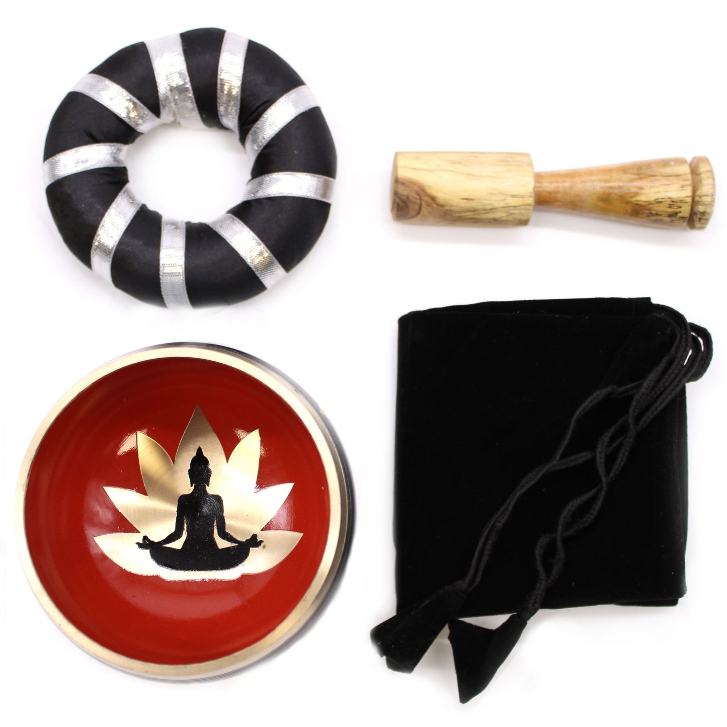 Ensemble Bols Chantants Bouddha - Noir/Orange 10.7cm