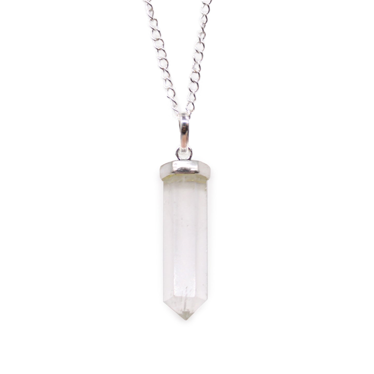 Pendentif pointe classique en pierres précieuses - Quartz de roche