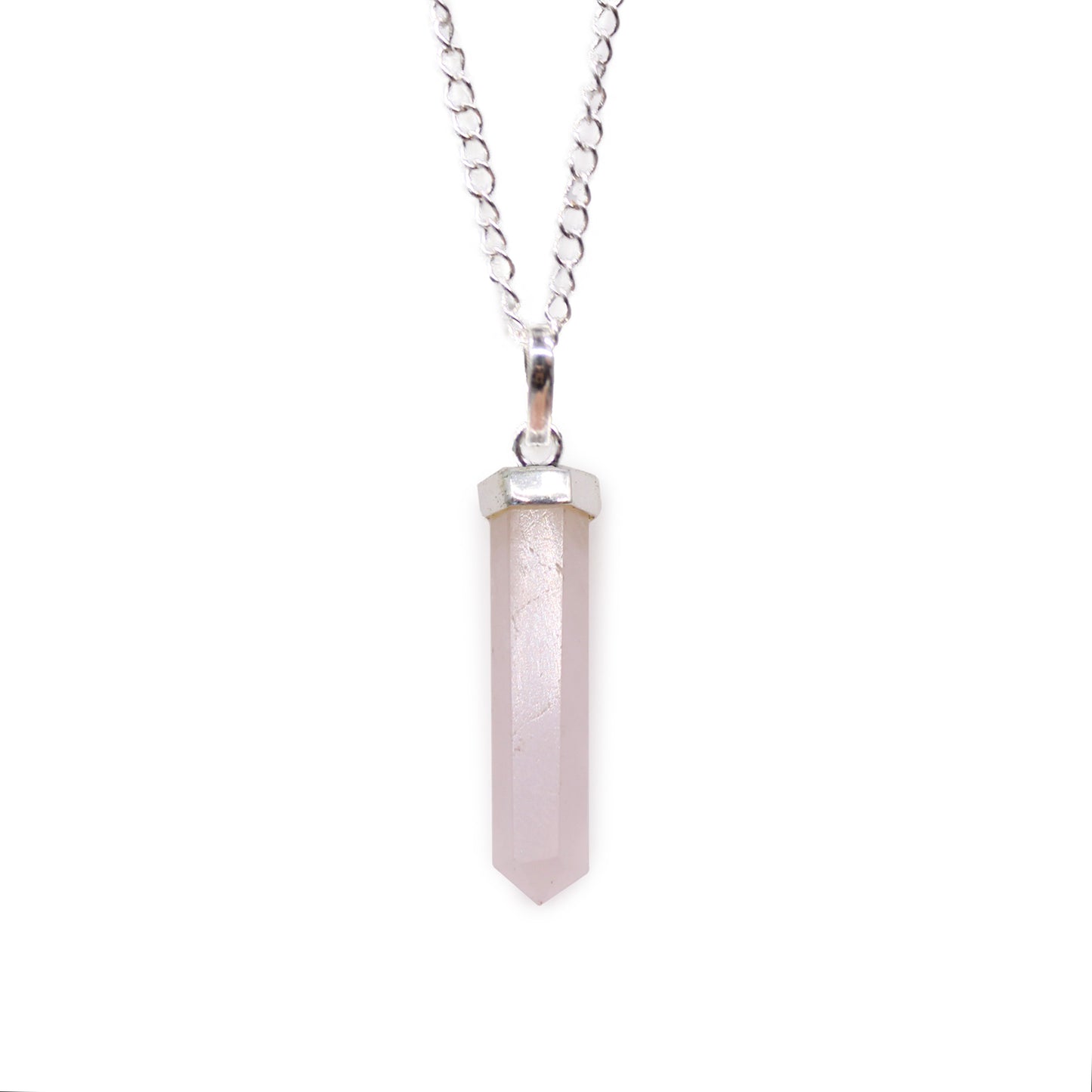 Pendentif pointe classique en pierres précieuses - Quartz rose
