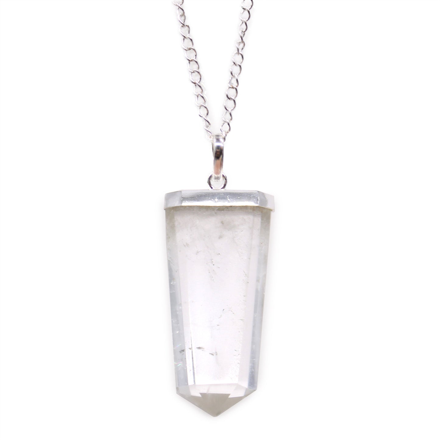 Pendentif crayon plat en pierres précieuses - Quartz de roche