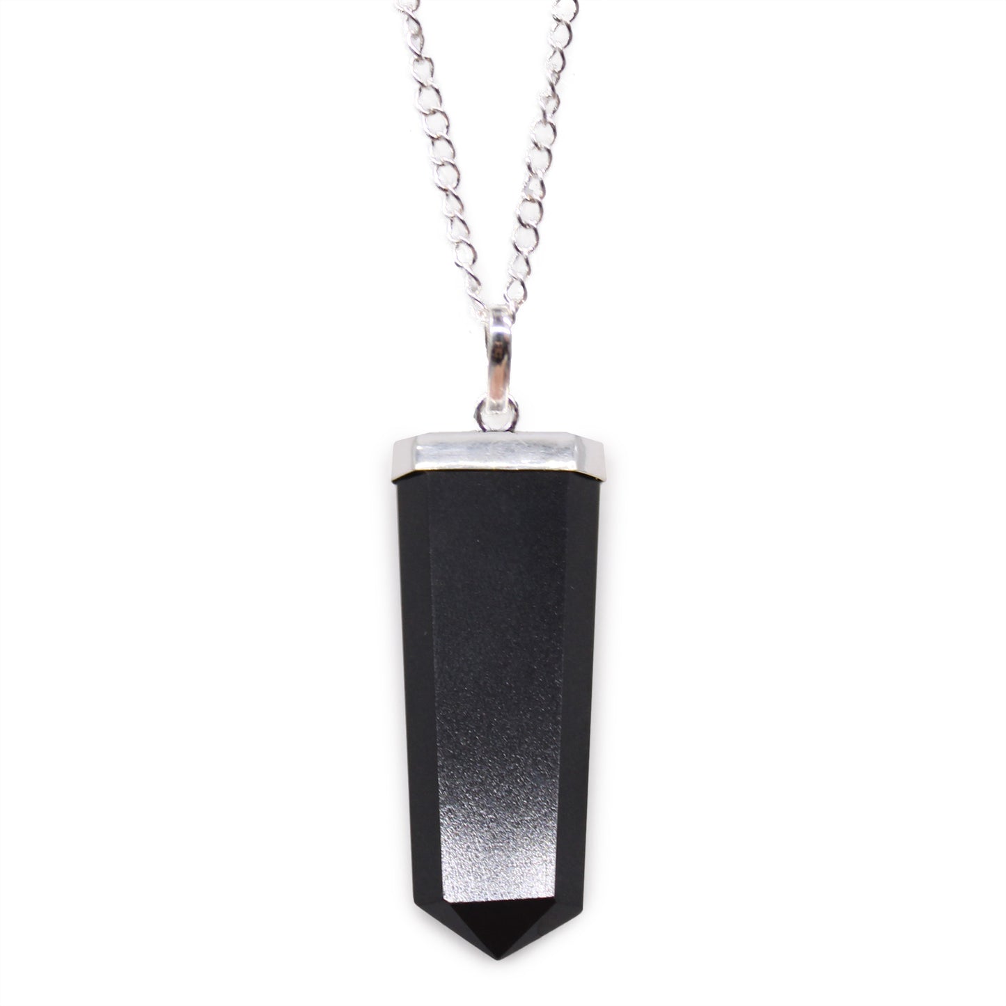 Pendentif Crayon Plat Pierres Précieuses - Agate Noire