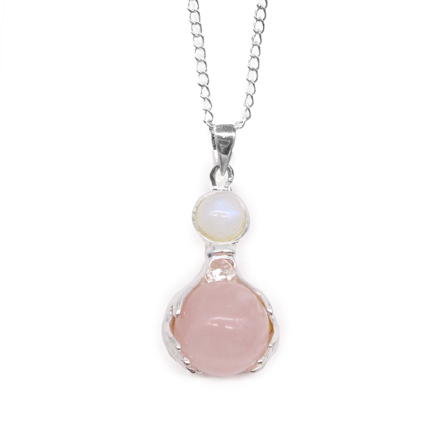Pendentif Mains Guérissantes en Pierres Précieuses - Quartz Rose