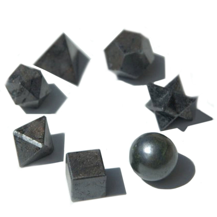 Ensemble Géométrique d'Agate Noire (7 pièces)