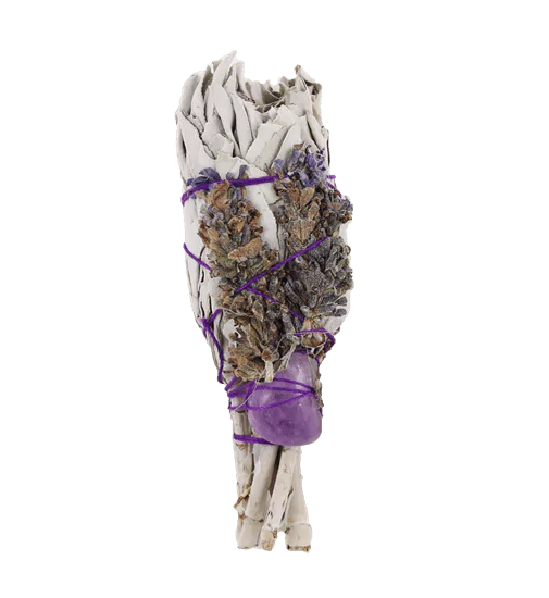 Bâton de Maculage - Guérison Spirituelle Torche de Sauge (améthyste) 10 cms