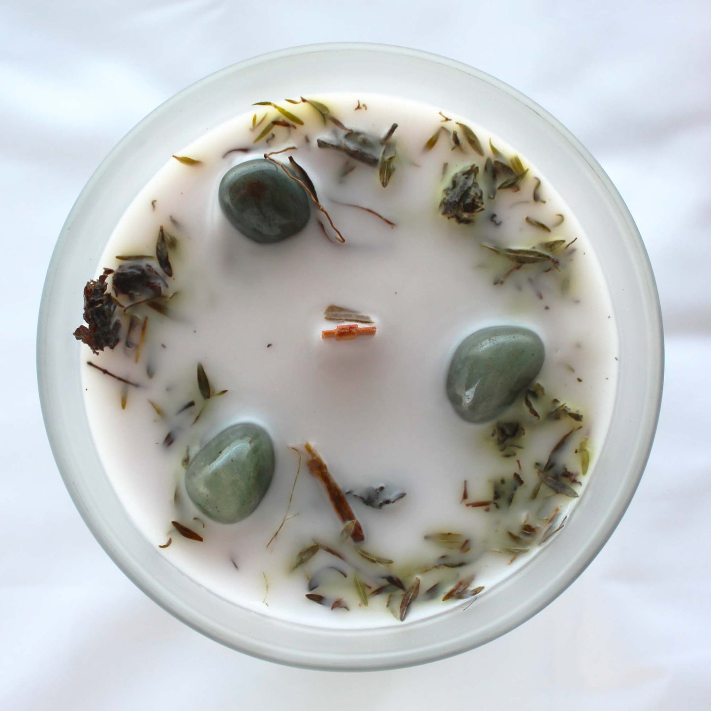 Bougie au Patchouli avec Pierre Précieuse Aventurine Verte - Bonne chance