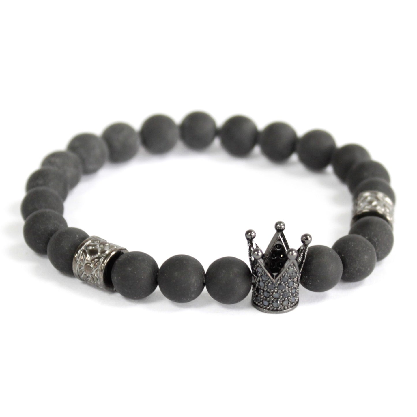 Bracelet Pierre Fine - Couronne Cristal/ Agate Noire