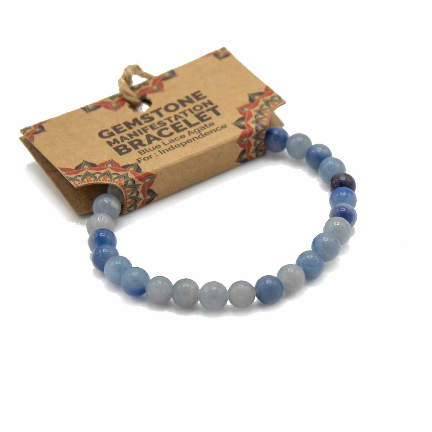 Bracelet de Manifestation en Pierres Précieuses - Agate Dentelle Bleue - Indépendance