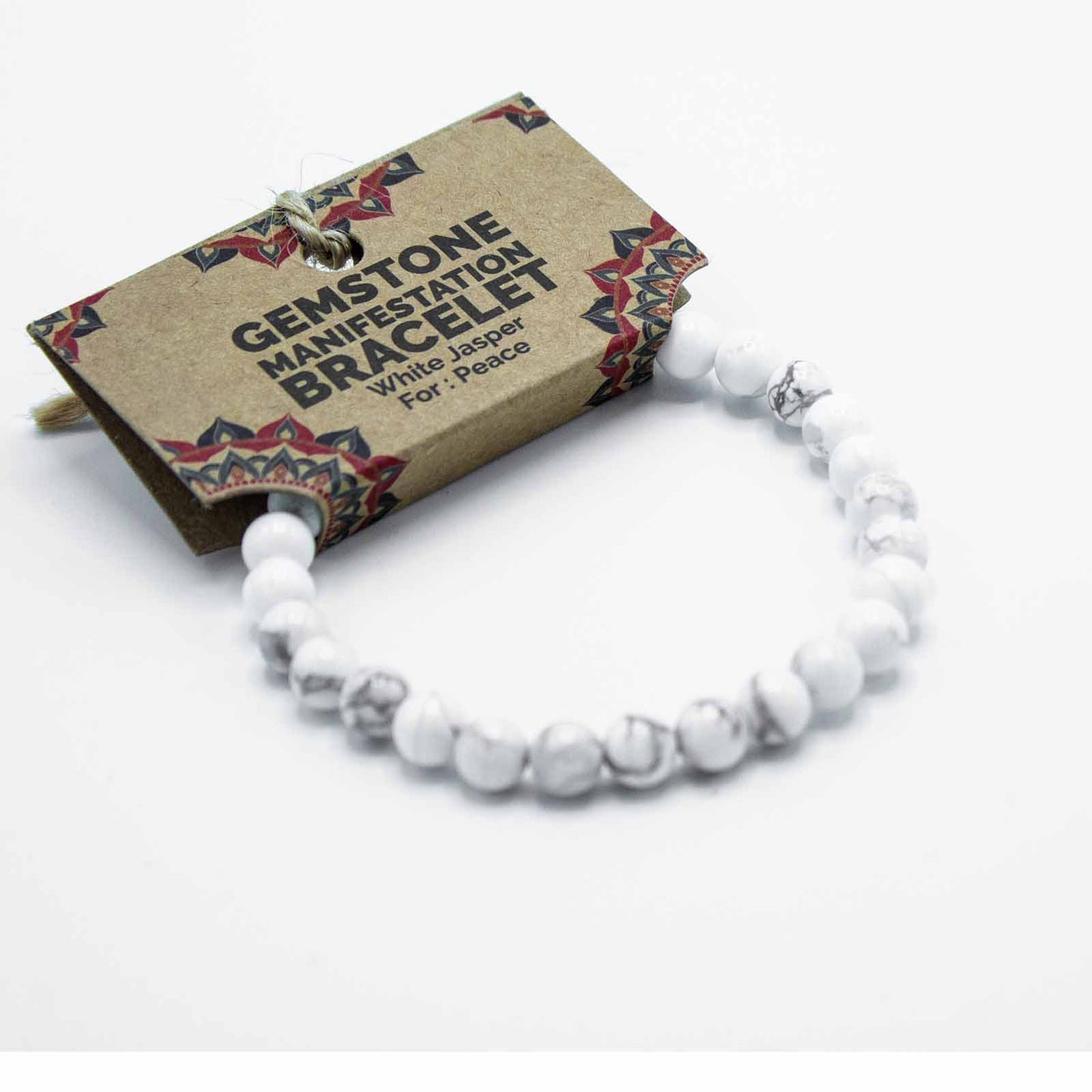 Bracelet de Manifestation en Pierres Précieuses - Jaspe Blanc - Paix
