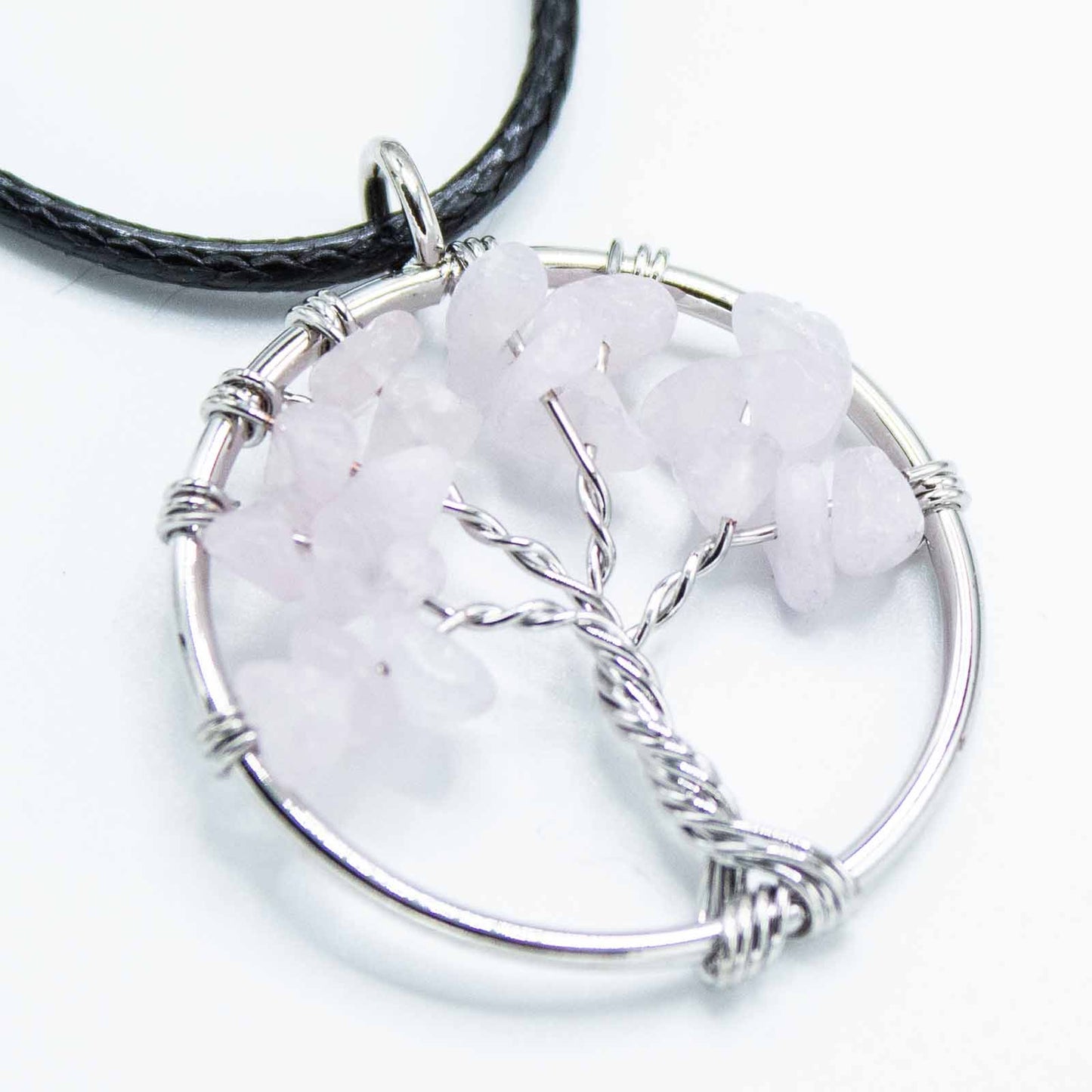 Pendentif Arbre de Vie - Quartz Rose