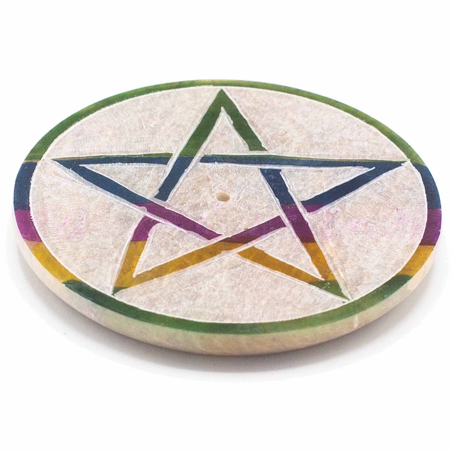 Porte-Encens Disque en Stéatite 8cm - Pentagone