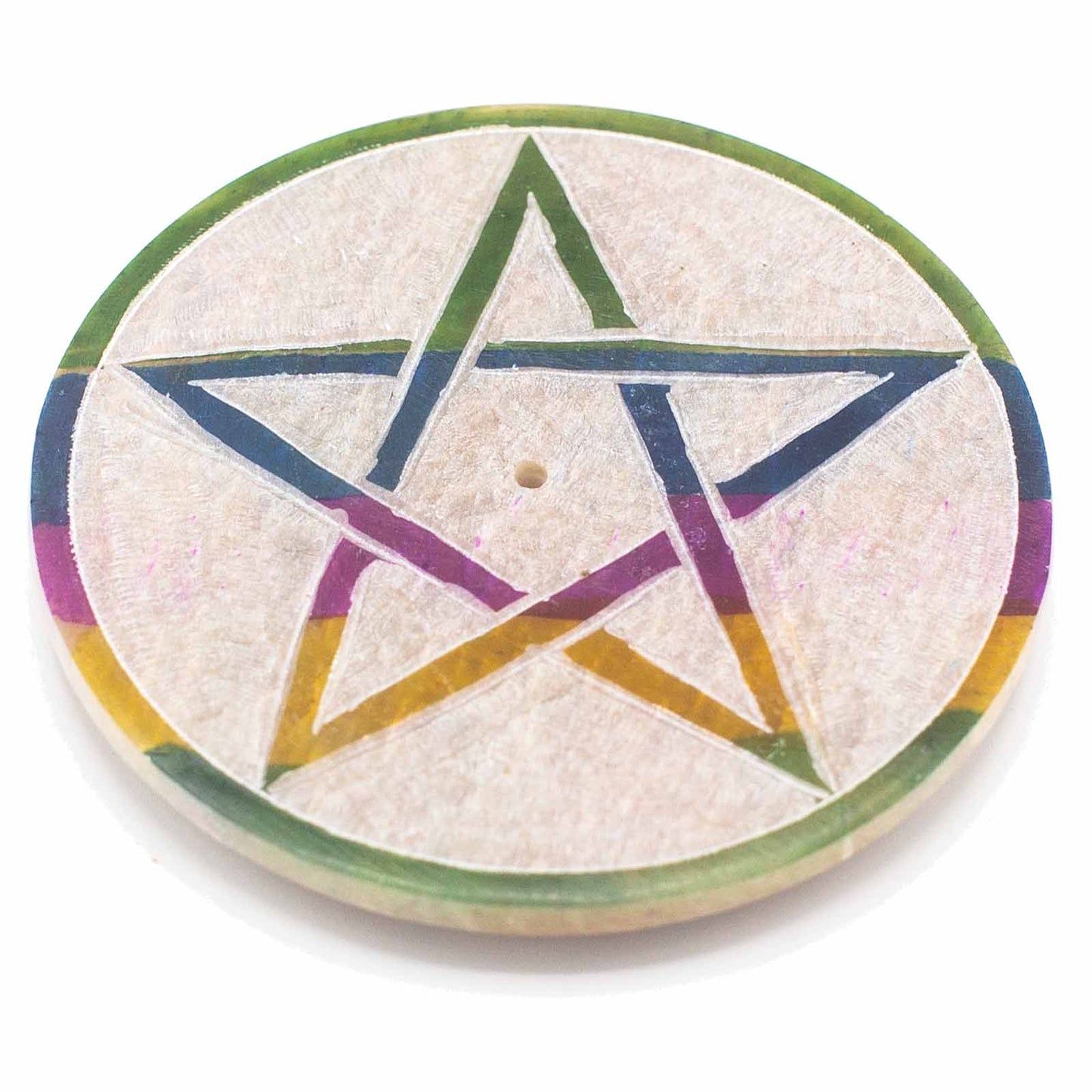 Porte-Encens Disque en Stéatite 8cm - Pentagone