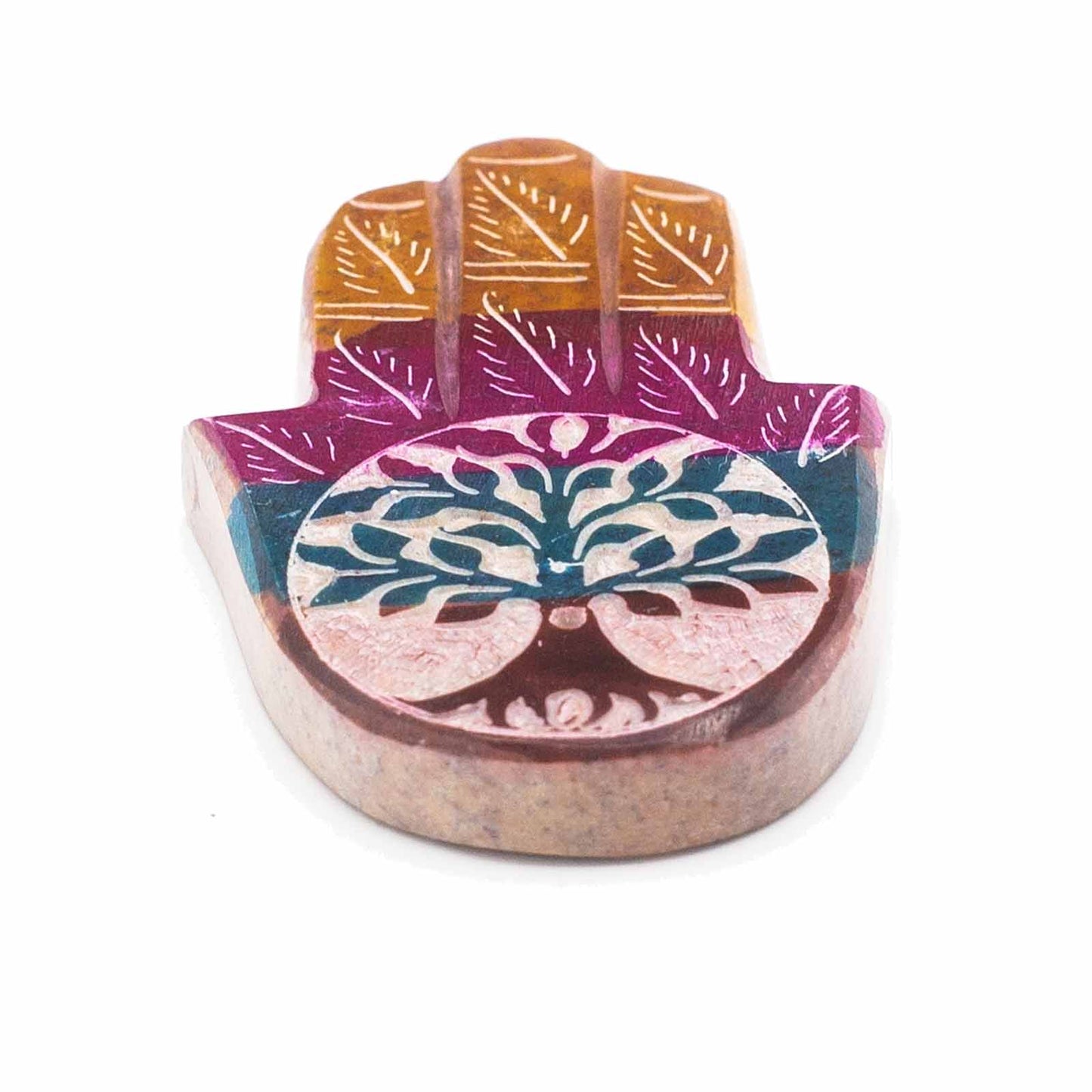 Porte-Encens Main de Fatma en Stéatite - 9x6cm - Arbre de vie