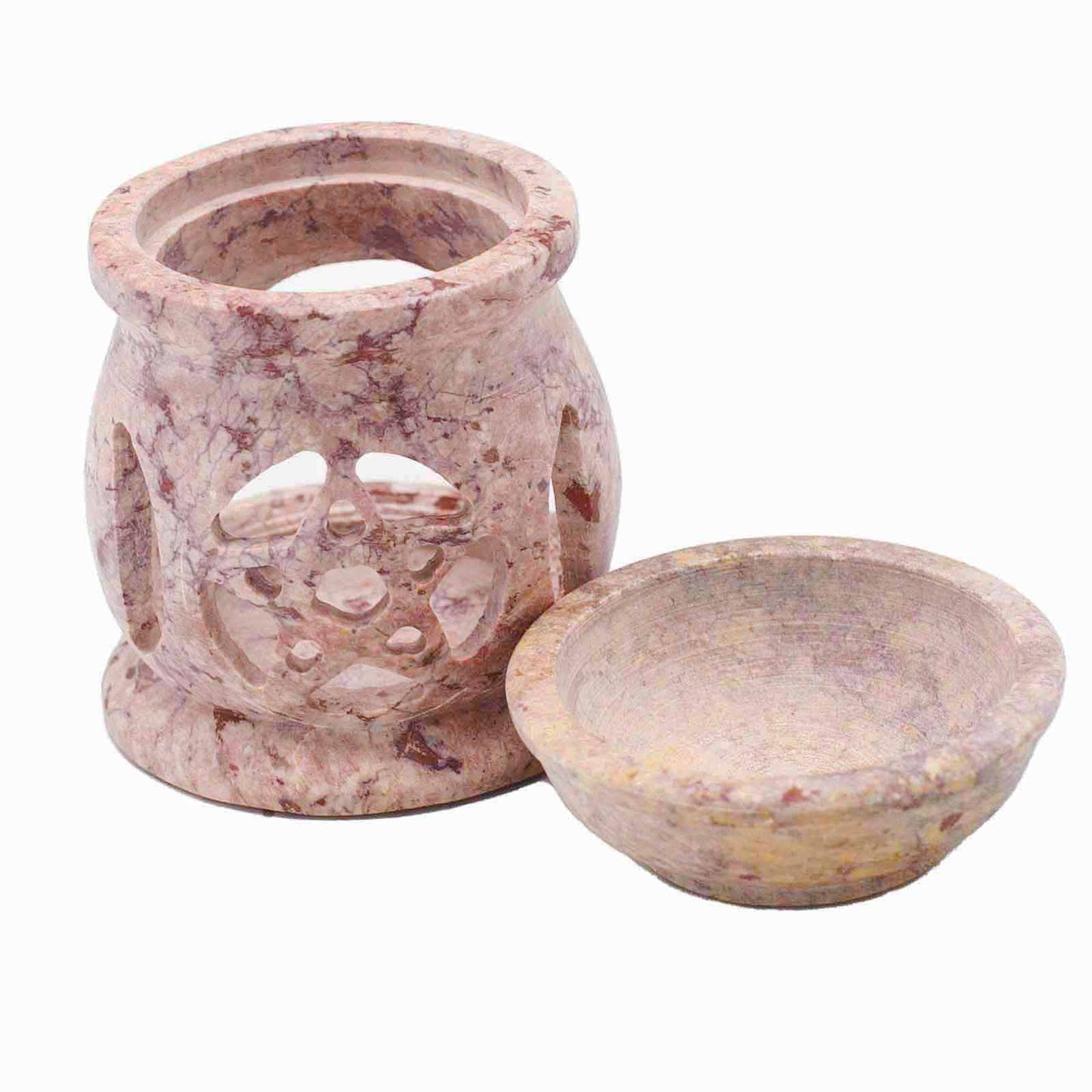 Petit Brûleur à Huile en Pierre Ollaire 8cm - Pentagramme Trois Lunes
