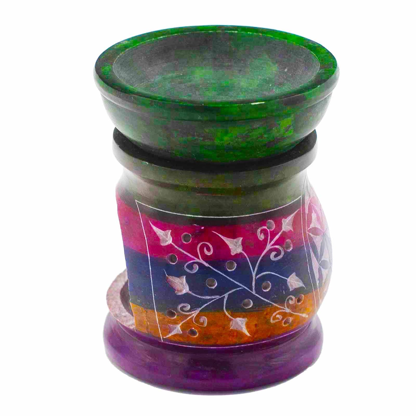 Brûleur à Huile en Pierre Ollaire 10cm - Fleur de Vie - Cinq couleurs