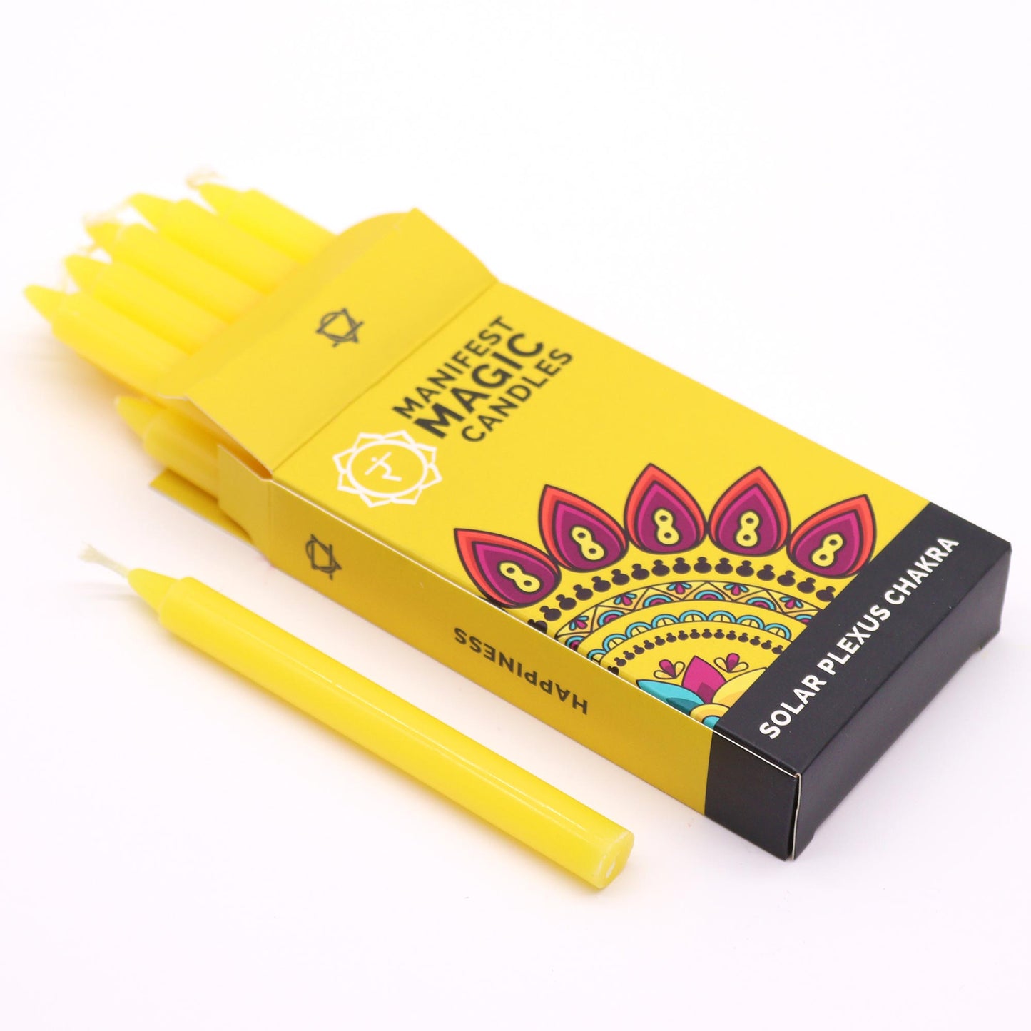 Bougies Magiques Manifeste (pack de 12) - Jaune - Chakra du Plexus Solaire